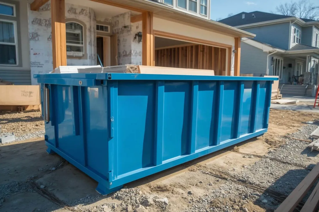 Construction dumpster rental loaded with building debris in Northampton County, PA
